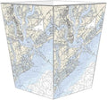 Marye-Kelley- Charleston Nautical Chart Wastepaper Basket Decoupage Wood Decorative Wastebasket for Kitchen Bathroom Bedroom Living Room Handmade Made in The USA