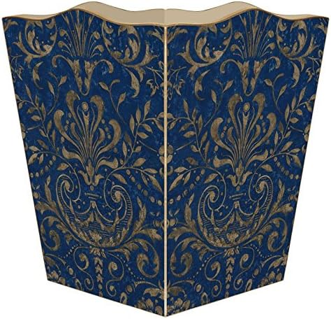 Marye-Kelley WB1241-Royal Blue Damask Wastepaper Basket