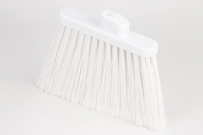 SPARTA 41082EC02 Plastic Color Coded Broom Flagged Bristles Long Broom With Angled Head For Large Debris 56 Inches White