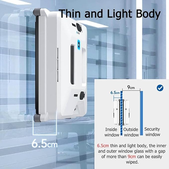80w 3000pa Window Cleaning Robot Home Automatic Glass Cleaner Double Water Spraying Strong Suction Resistance Closed 20min for Interior Outside Windows