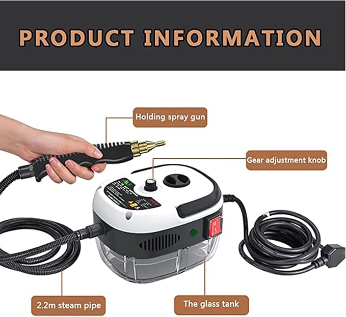 2500w 220v High Pressure Steam Cleaner Upholstery Cleaner Machine Hand Held Portable Steam Cleaning Machine Automatic Pumping for Car Seat (Red)