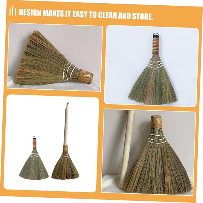 GLEAVI 2pcs Hand Woven Broom Whisk Broom for Home Office Cleaning Portable Multi Functional Dust Sweeper Natural Material Design for Everyday Use