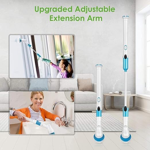 Spin Scrubber 360 Cordless Tub and Tile Scrubber Multi-Purpose Power Surface Cleaner with 3 Replaceable Cleaning Scrubber Brush Heads 1 Extension Arm and Adapter