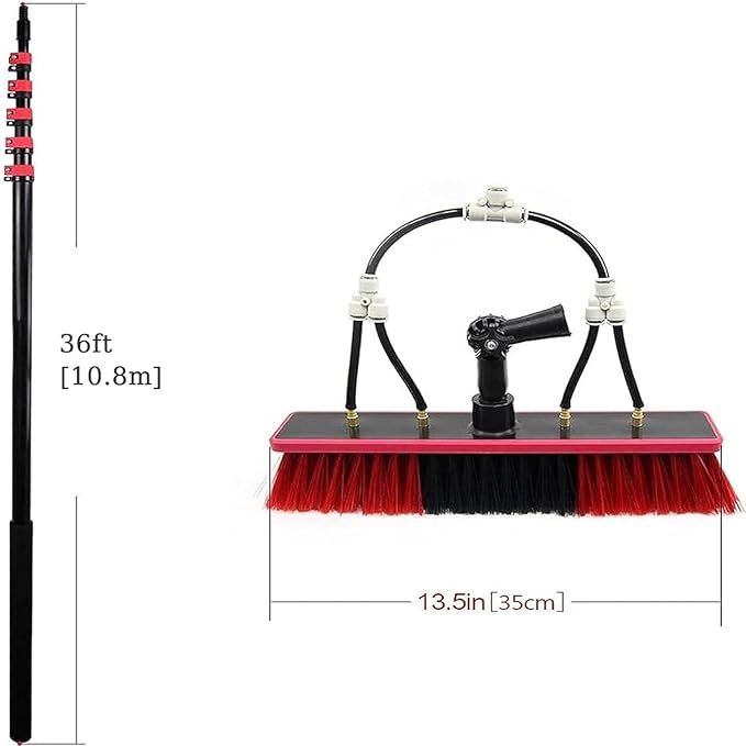NYMFEA Window Cleaning Pole Water fed Solar Panel Cleaning Pole Replacement Brush for Window Cleaning Extension Pole Water fed Telescopic Brush10.8m/36ft