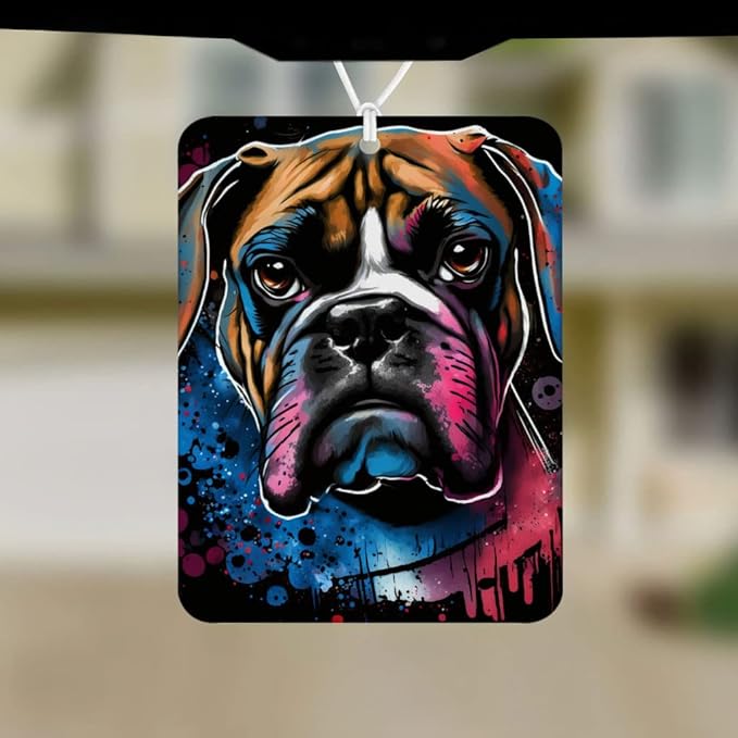 Boxer Car Freshener Set of 6 - Cool Art Car Air Freshener - Animal Air Freshener for Car