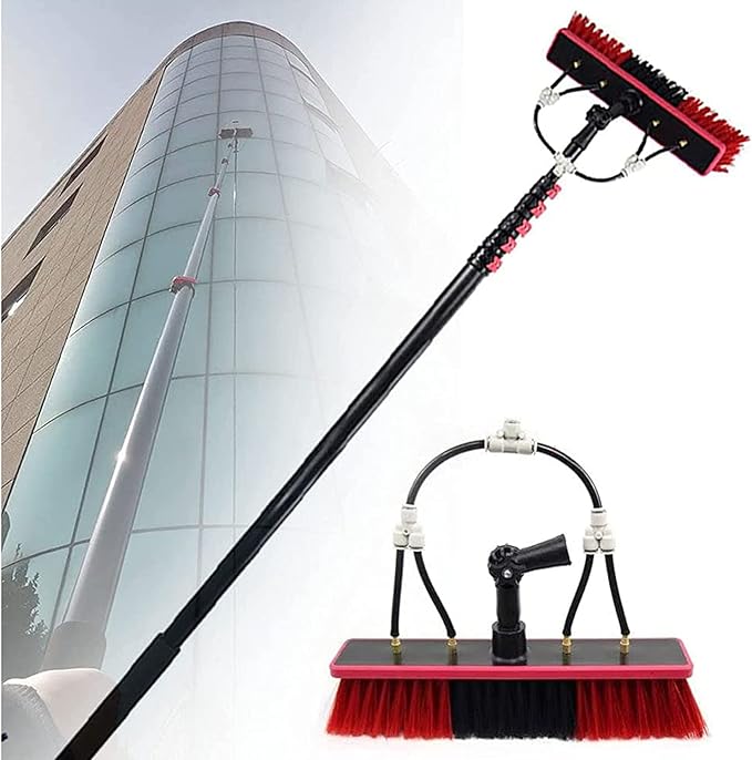 Telescopic Water Fed Window Cleaner Kit - 3.6M to 11M Adjustable Pole with Brush for Efficient Window &amp Solar Panel Cleaning - Easy Wash System for Sparkling Results
