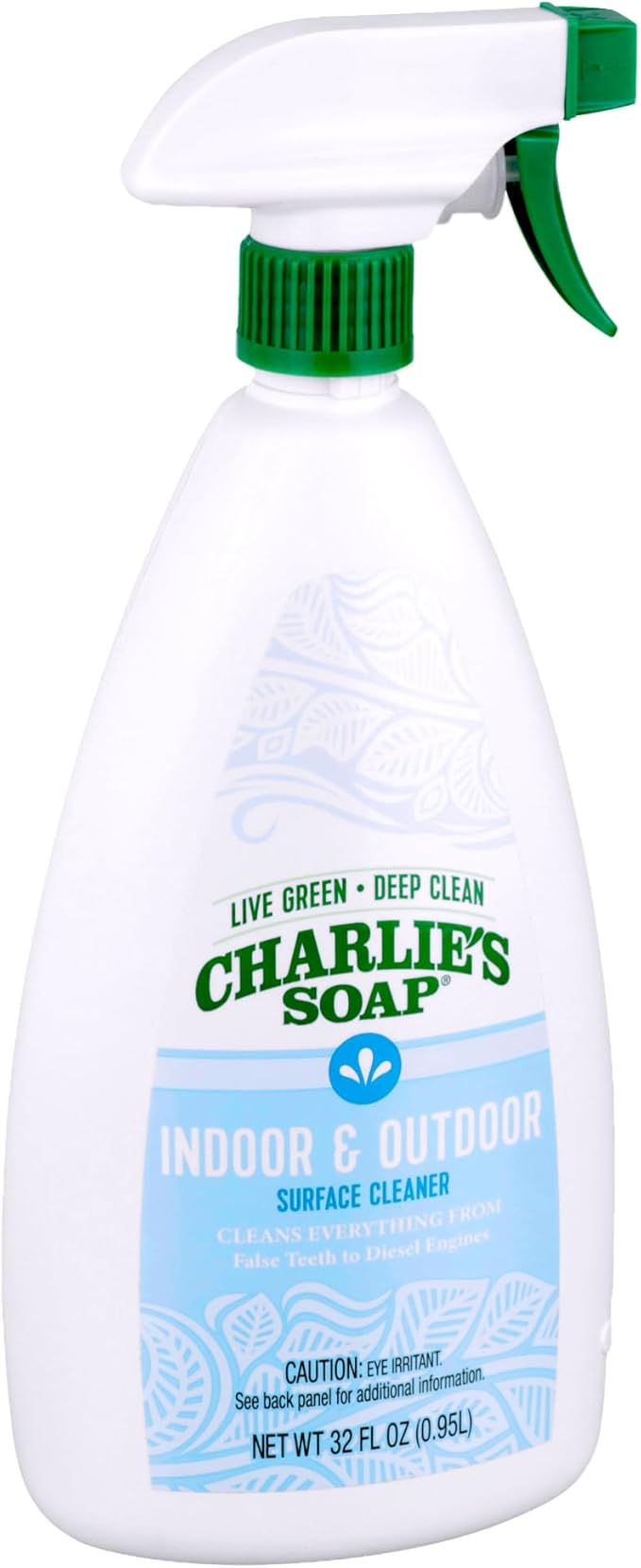 Charlie's Soap Indoor &amp Outdoor Surface Cleaner Refill Biodegradable Natural Outdoor Cleaning Spray – Safe for Indoor Use (32.00 Fl Oz (Pack of 2))