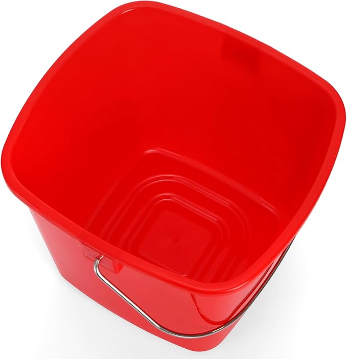 SOUJOY 7 Pack 3 Quart Cleaning Bucket Plastic Small Sanitizing Bucket with Handle Multi-Purpose Mini Square Pails for Kitchen School Offices Household and Commercial Use Red