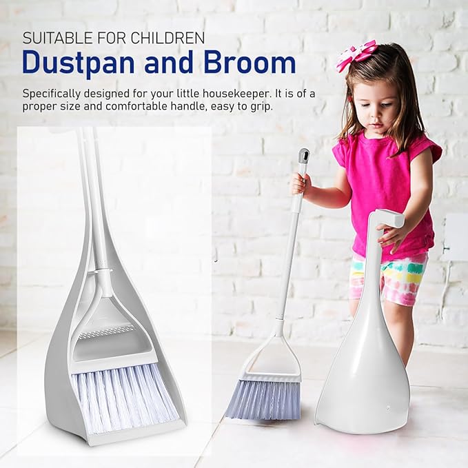 Mini Broom and Dustpan Set with Toothed Dustpan Compact Handheld Sweeper for Kitchen Car Desktop Small Spaces Cleaning