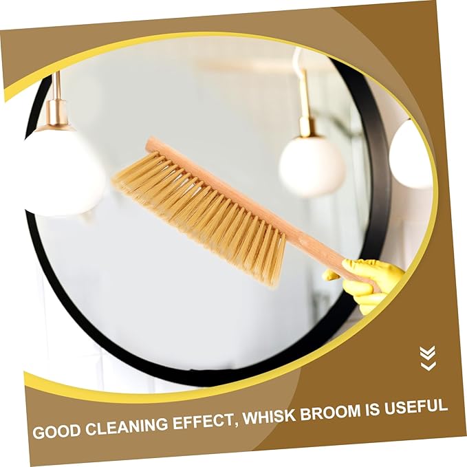 DOITOOL 1 Set Broom Bucket Pet Hair Removal Broom Sofa Duster Hand Broom with Wooden Handle Bed Sheet Brush
