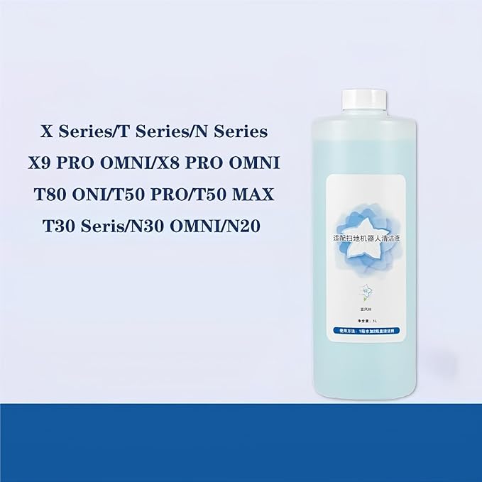 Robot Mop Cleaning Solution 1L Compatible with ECOVACS DEEBOT T30/T30S/X2/X1/T20/T10 Omni &amp Combo Vacuum Mop Floor Cleaner Liquid Streak-Free Formula
