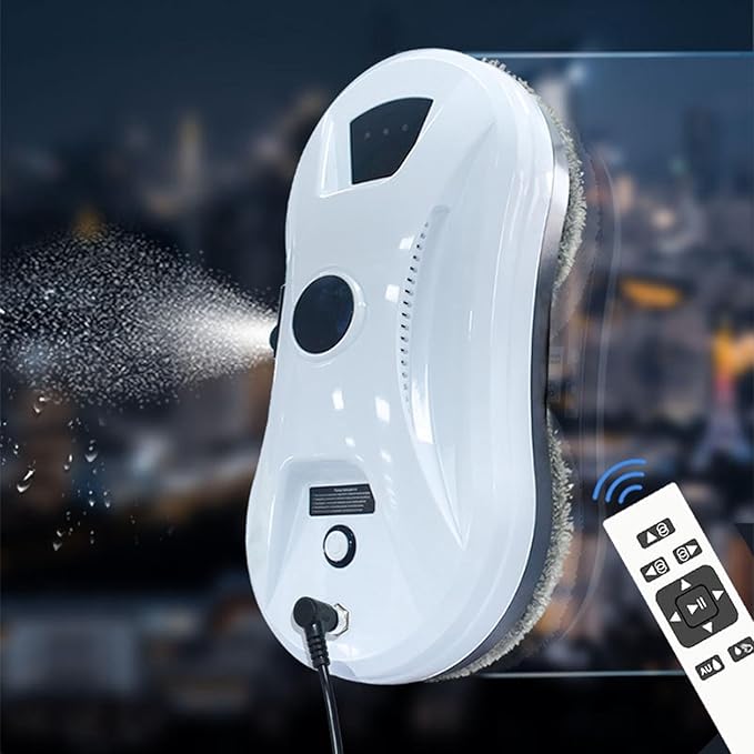 Window Cleaner Robot 2800Pa Suction Power Glass Cleaning Robot with 8 Cloth Double Disc Wiping Cleaning Robot for Windows Tiles Glass Door