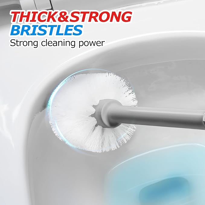 2Pack 2 in 1 Toilet Brush and Plunger Set Extended Handle PlungerToilet Bowl Brush Plunger SetBathroom Cleaning Tools Toilet Brush Plunger ComboCleaning BrushCleaning Supplies（Dark Grey）