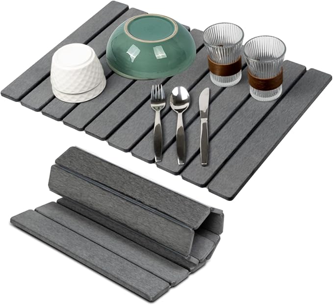 Stone Drying Mat for Kitchen Counter24x16 Large Dish Drying MatStone Bath MatQuick Drying Fast Absorbent Diatomaceous Drying Matt Kitchen Counter for Dishes Bottles Cups Bathroom Any Countertop