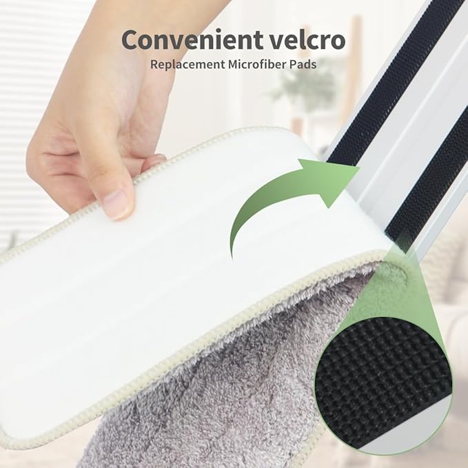 CQT Commercial Flat Microfiber Floor Mop Cleaning System 18 Inch Wet Dry and Dust Hardwood with 4 Washable Pads Cleaner for Laminate Tile Stainless Steel Handle and Extension (PT13-WET)