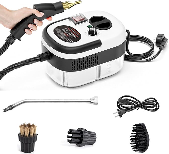 2500W Portable Handheld Steam Cleaner Multi-Function Nozzle/6-Speed Adjustment for Stain Removing Kitchen Bathroom Tiles Range Hood car Windows