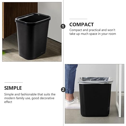 Uonlytech Flame-Retardant Wastebasket 8l Narrow Rectangular Trash Can for Bathroom Kitchen Living Room Fire-Resistant Garbage Storage Bin Without Press Ring Home Office Rubbish Container