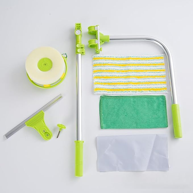 Window Cleaner Squeegee External Window Washer U Shape Window Cleaner Window Squeegee with Long Handle for Car Windshield Tiles Wall Clean (Round Head)