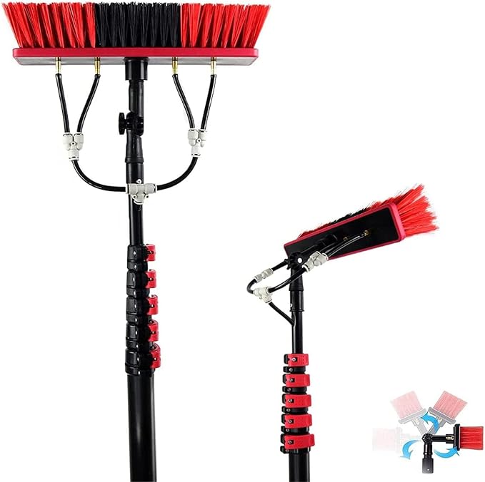 Glass Cleaning Brush Home Water Fed Telescopic Pole Kit Solar Panel Brush Rotating for Photovoltaic PanelWindow Cleaning Pole Telescopic Cleaning Brush Aluminium Extendable Water Fed Window
