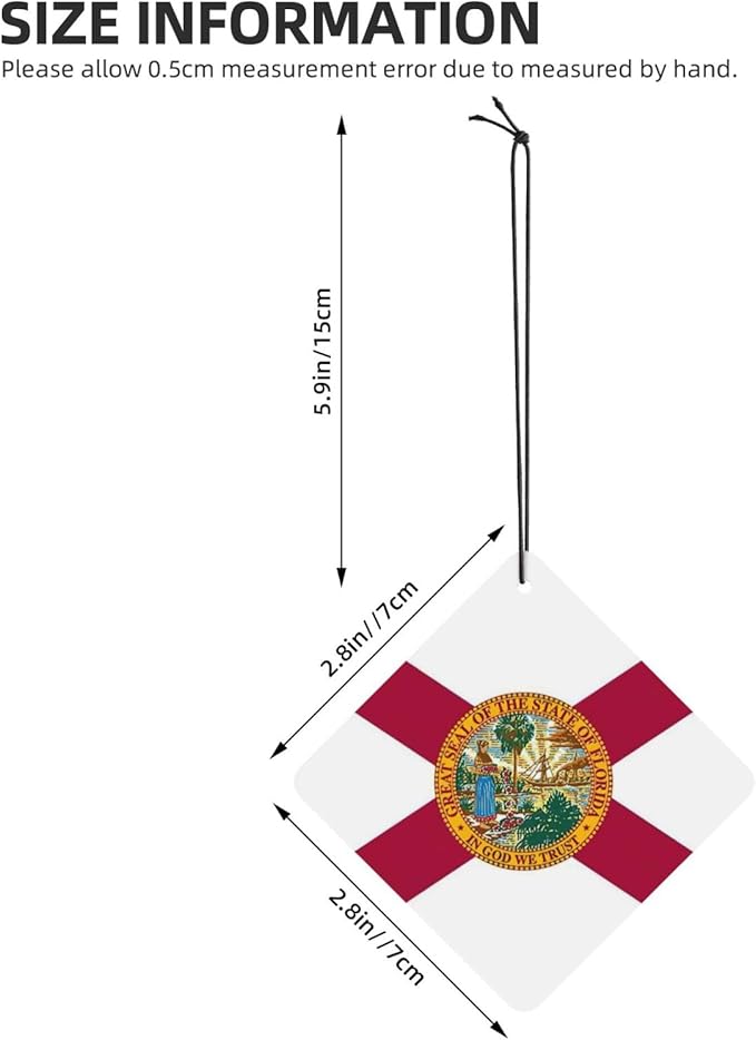Florida State Flag Printing 10 Pcs Car Air Freshener Hanging Sheets Car Scented Hanging Sheets With Rope For Car Home