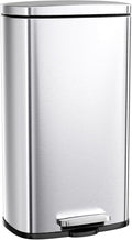 Arlopu 8 Gallon Step Trash Can Stainless Steel Garbage Bin Soft-Close Rubbish Bin with Removable Plastic Inner Bucket Fingerprint-Proof Lid Dustbin Suit for Kitchen Home (Silver 30L)