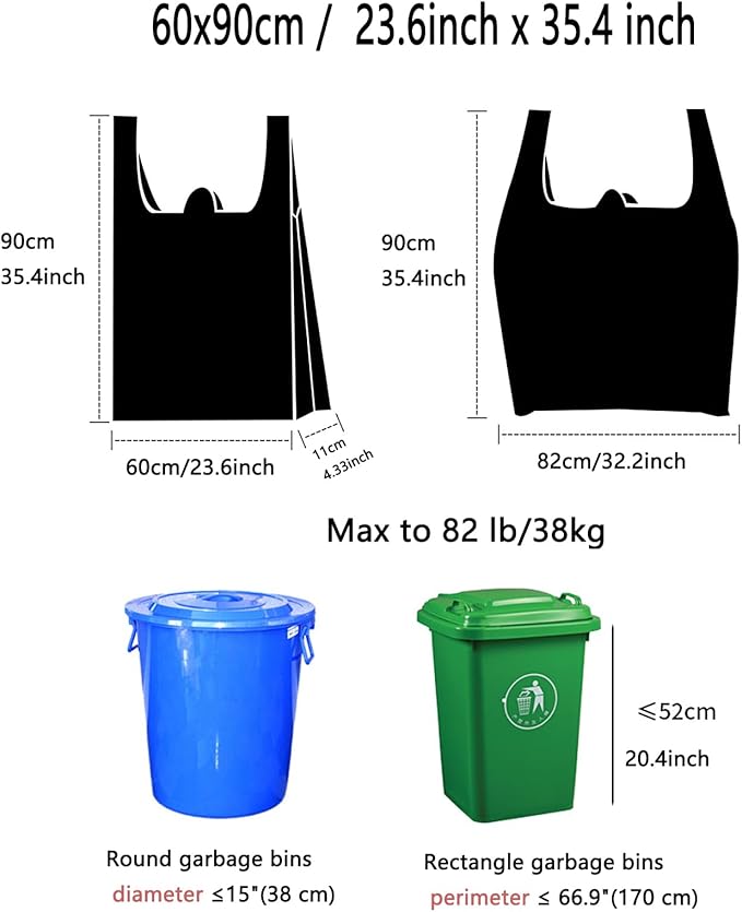 100 Counts Ultra Strong 13 Gallon Black Trash Bags 2 Mils 12 Gallon 13 Gallon 14 Gallon Multi-Use Bin Liners Food Scrap Waste Tall Kitchen Garbage Bags for Home Office Kitchen (12-13Gallon)