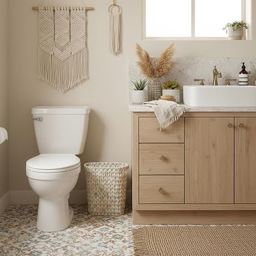 Wicker Trash CanBathroom Trash CanWaterproof Wicker Waste Basket for BathroomNarrow Small Waste Basket for BedroomOffice Cream White 5 Gallon