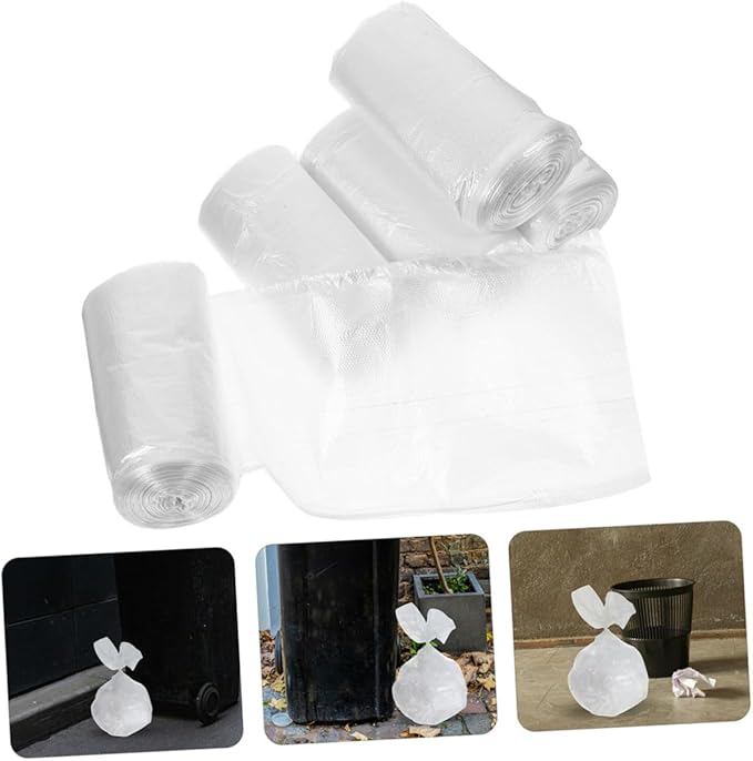 PATKAW Thick White Flat Trash Bags 45x50cm 300pcs (10 Rolls X 30pcs) Heavy-duty Garbage Liners for Bathroom Office and Home Use