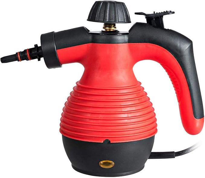 GOFLAME Steam Cleaner 1050W Handheld Multi-Purpose Powerful Steam Sanitizer Steamer Steam Iron Remove Stains/Grease from Bathroom Kitchen (Red)