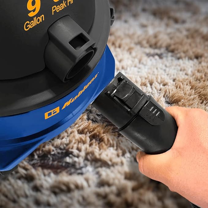 Koblenz Wet Dry Vacuum Cleaner 9.0 Gallon Tank 5.0 HP Powerful Vacuum for Dry and Wet Messes Vacuum Cleaner and Blower Accessories Included Black+Blue (WD-9 L212)