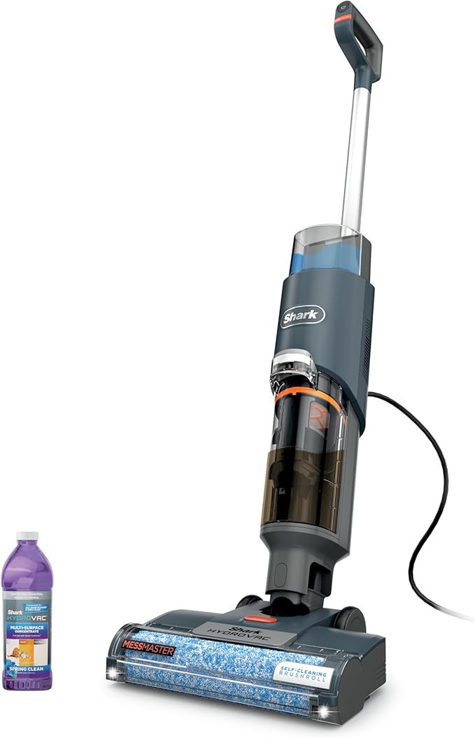 Shark HydroVac MessMaster Wet Dry Corded Vacuum Cleaner 3-in-1 Multi-Surface Vacuum Mop &amp Self-Cleaning System Lightweight Powerful Suction for Hard Floors &amp Area Rugs Navy WD161