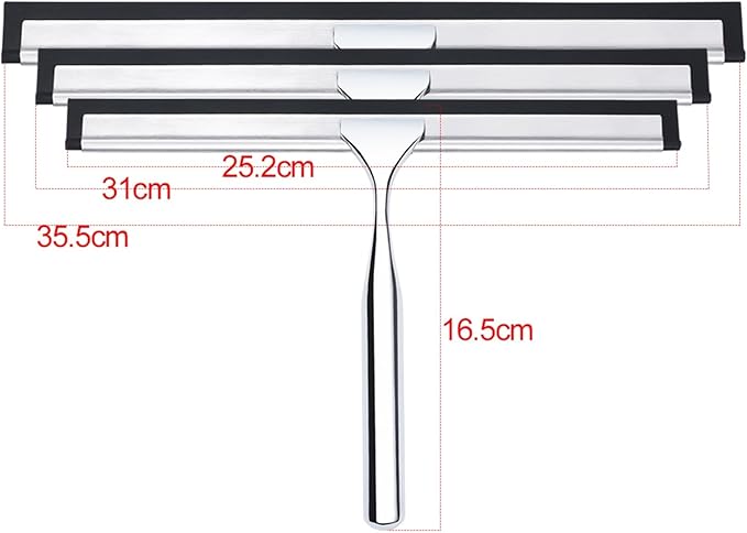 with Suction Cup Hook Stainless Steel Handle Silicone Scrape Car Window Glass Door Cleaning Tools(10in Suction Cup)