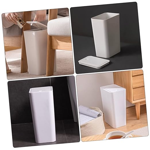 ABOOFAN Square Trash Can with Lid Large 10 Gallon Pressed Plastic Waste Basket for Kitchen Office and Living Room Sturdy Easy to Clean Design for Household Recycling