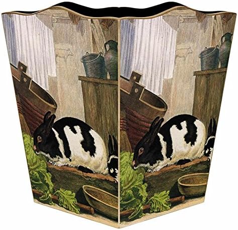 Marye-Kelley WB189-Black &amp White Rabbit Wastepaper Basket