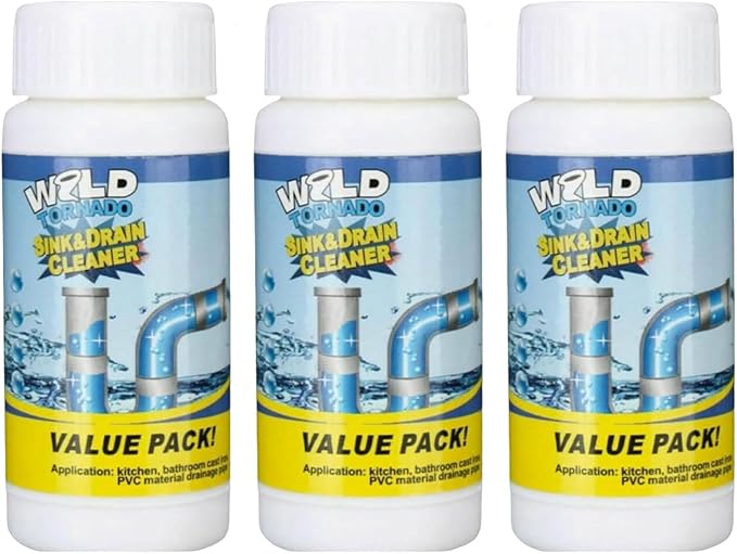 Sink and Drain Cleaner Multi-functional Sink and Drain Cleaner Powder Pipe Dredging Agent for Kitchen Toilet Pipeline Quick Cleaning Tool (3pcs)