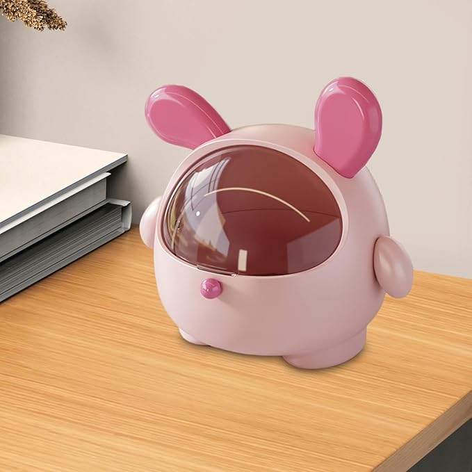 Yajuyi Desktop Trash Can Wastebasket Rubbish Storage Large Capacity with Lid Countertop Garbage Can Desktop Storage Box for Office Pink