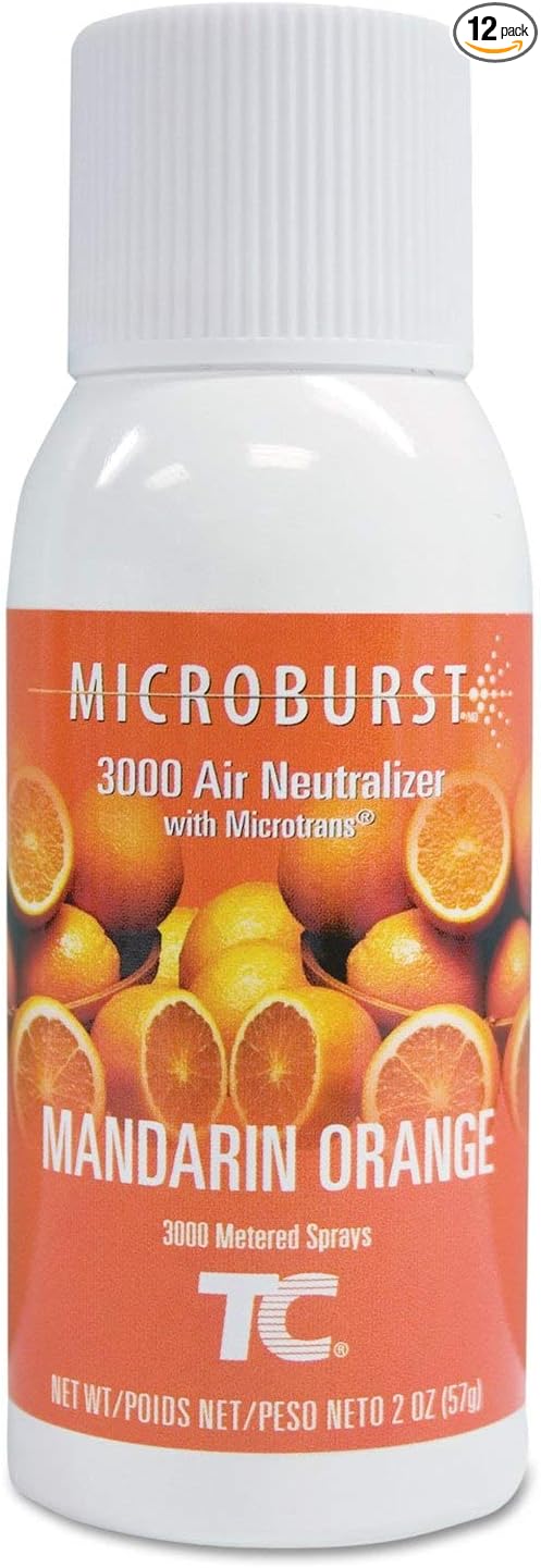 Rubbermaid 402408 Microburst 3000 Refill Mandarin Orange 2oz Aerosol 12/Carton