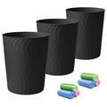 YGJT Small Trash Can 3 Pack 1.8 Gallons Bathroom Trash Can Slim Waste Basket Round Garbage Can Plastic Trash Bin for Kitchen Dorm Bedroom Office Living Room Study Compact Spaces(Black)