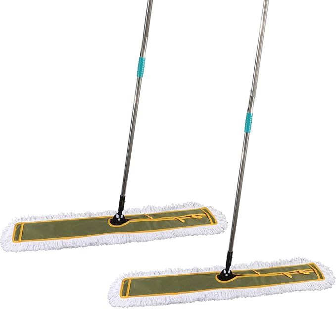 OFO 43inch Industrial Commercial Dust Mop 2 Sets // Heavy Duty Dust Mop // 63inch Length Stainless Steel Handle //Easily Clean Large Area FactoryShopping MallGarage