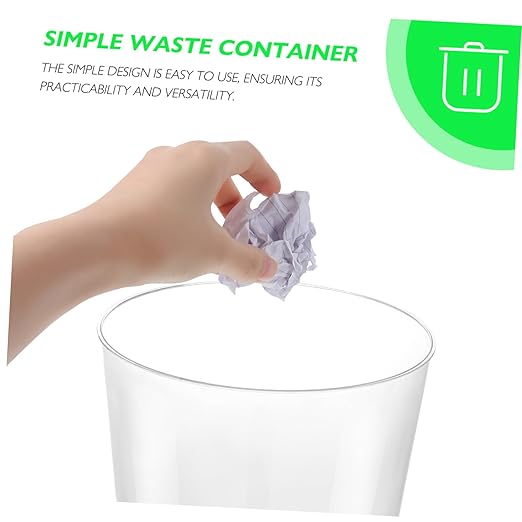 Cabilock Transparent Plastic Wastebasket for Home and Office Lightweight Compact Garbage Recycling Container Simple Stylish Trash Can for Living Bedroom Kitchen Use