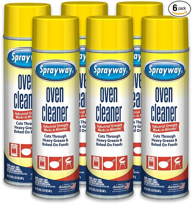 Sprayway Oven Cleaner Aerosol Spray 20oz Pack of 6 | Foaming Action Cuts Through Grease &amp Baked-On Food | No Scraping Works on Warm or Cold Ovens Grills Grates