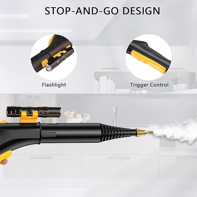 2500W Handheld Steam Cleaner with Brush 3bar High Pressure Portable Steamer 1000ml Tank for Deep Cleaning Car Kitchen Furniture and Tiles
