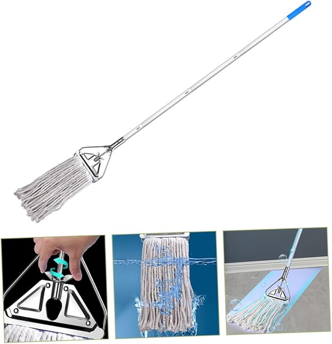 Cotton Floor Cleaning Mop with Long Handle Absorbent Wet Dry Mop for Home Durable Wear Resistant for Hardwood Tile Floors Comfortable Grip