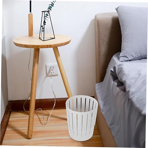 TEHAUX Small Wastebasket Bathroom Trash Can Thickened Nordic Style Open Top Garbage Bin for Home Office Bedroom Compact and Sturdy Paper Basket in White