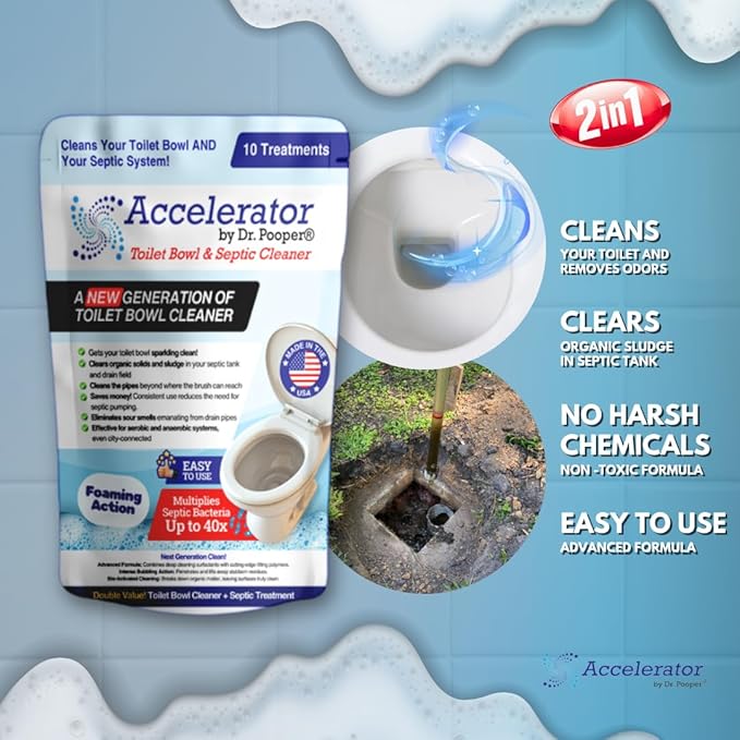 Dr. Pooper Toilet Bowl &amp Septic Tank Cleaner—Powerful Stain Remover &amp Odor Eliminator—Bio-Activated Formula for Deep Cleaning &amp Septic Maintenance—Safe for Pipes &amp All Plumbing Systems