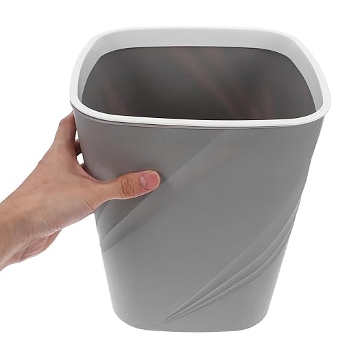 Lidless Small Garbage Can with Press Ring for Secure Bags Grey Plastic Trash Bin for Bathroom Kitchen Bedroom Office Easy Clean Space-Saving Wastebasket for Home Use