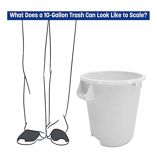 SPARTA Bronco Waste Container Trash Container Round Trash Bin for Disposal 10 Gallons White (Pack of 6)