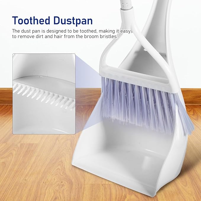 Mini Broom and Dustpan Set with Toothed Dustpan Compact Handheld Sweeper for Kitchen Car Desktop Small Spaces Cleaning