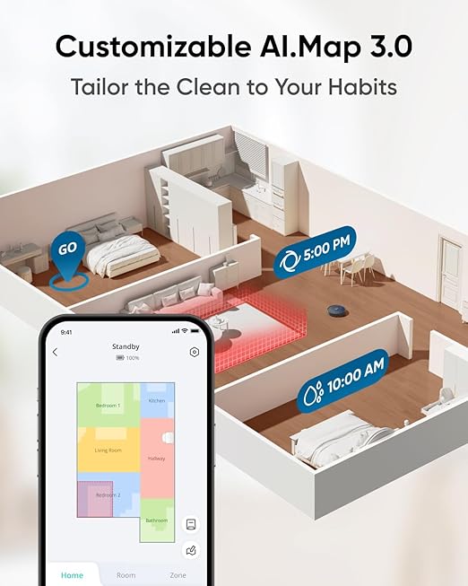 eufy X10 Pro Omni Robot Vacuum and Mop Combo Incredible Suction Dual Mops with 12 mm Auto-Lift and Carpet Detection AI Obstacle Avoidance Auto Mop Washing&ampDrying Self-Emptying Self-Refilling