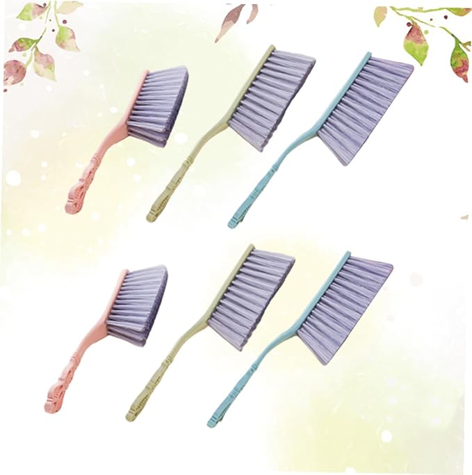 6pcs Bed Cleaning Brush Set with Hollow Handle Thickened Dusting and Sofa Cleaning Brushes Household Dust Remover Tools for Couch and Furniture (Blue Green Pink)